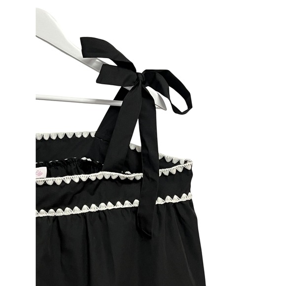 Pink Lily Tank Shorts Set Womens XL Black Crochet Trim Tie Strap Pockets Casual - Picture 4 of 11